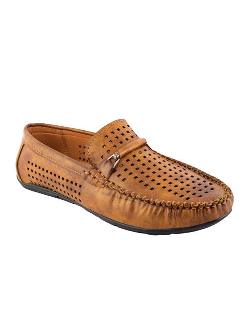 tan leatherette slip on loafers - 16571831 - Standard Image - 1