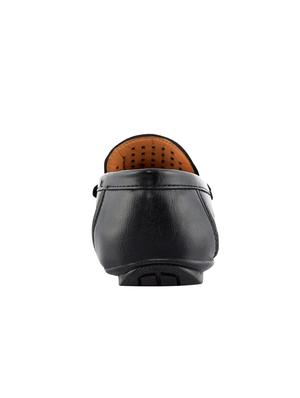 black leatherette slip on loafers - 16571832 - Standard Image - 3