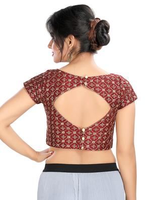red cotton blend embroidered blouse - 16571862 - Standard Image - 3