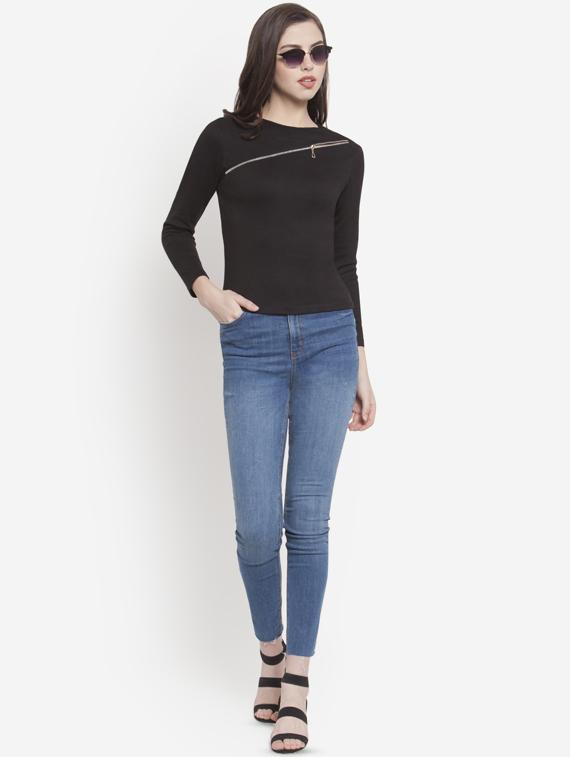 zipper detail long sleeved top - 16572053 - Zoom Image - 3