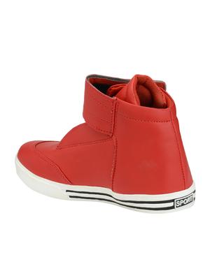 red leatherette lace up sneakers - 16572412 - Standard Image - 3