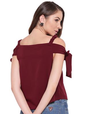 cold shoulder solid top - 16573940 - Standard Image - 3