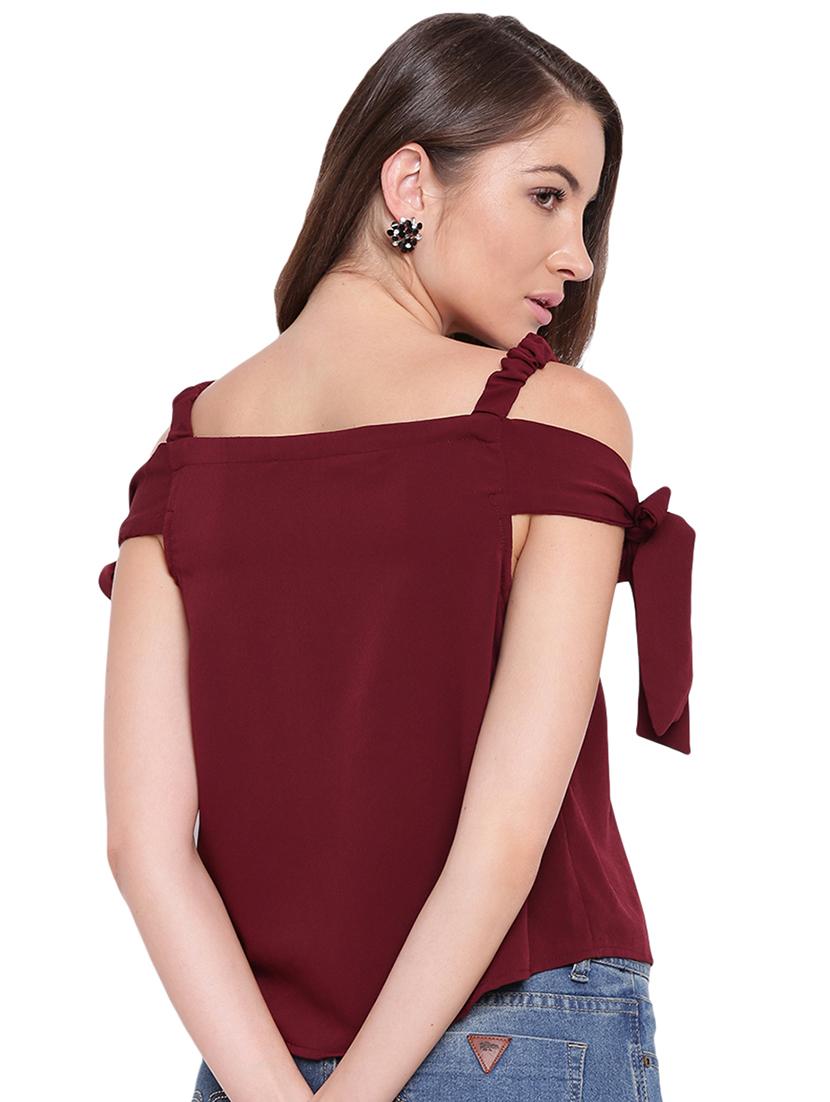 cold shoulder solid top - 16573940 - Zoom Image - 3