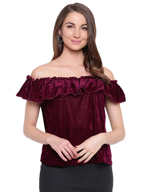 off shoulder frill detail top - 16573970 - Standard Image - 1