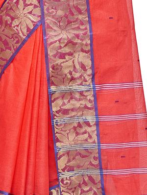 bordered tant saree - 16574352 - Standard Image - 3