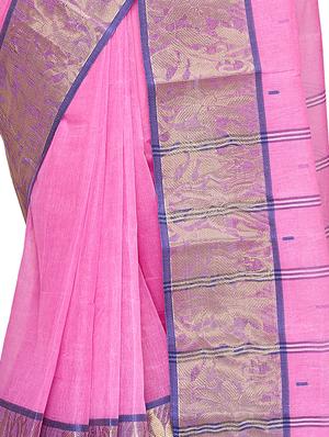 bordered tant saree - 16574354 - Standard Image - 3