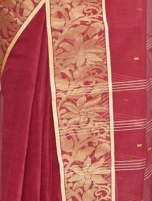 bordered tant saree - 16574358 - Standard Image - 3