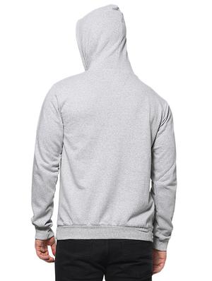 grey solid hooded sweatshirt - 16574606 - Standard Image - 3