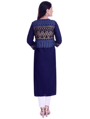 printed straight kurta with jacket - 16574636 - Standard Image - 3