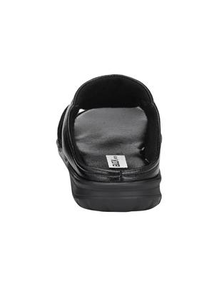 black leatherette slip on sandals - 16574842 - Standard Image - 3