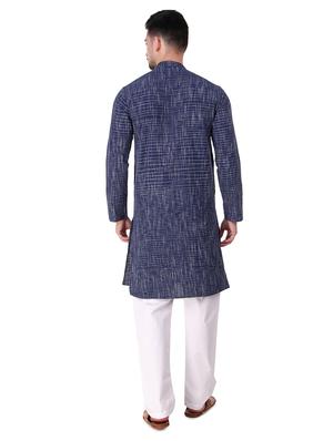 navy blue self design long kurta - 16575022 - Standard Image - 3