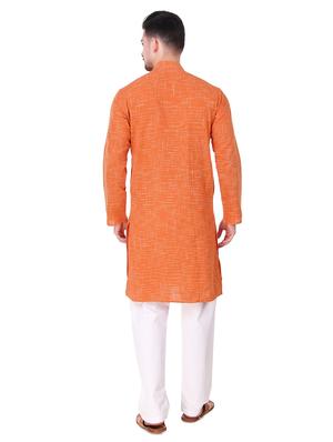 orange self design long kurta - 16575023 - Standard Image - 3