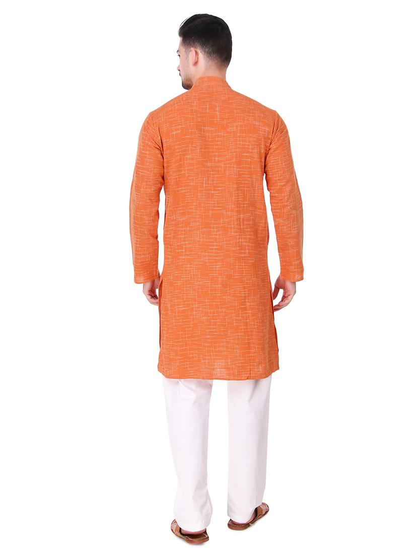 orange self design long kurta - 16575023 - Zoom Image - 3