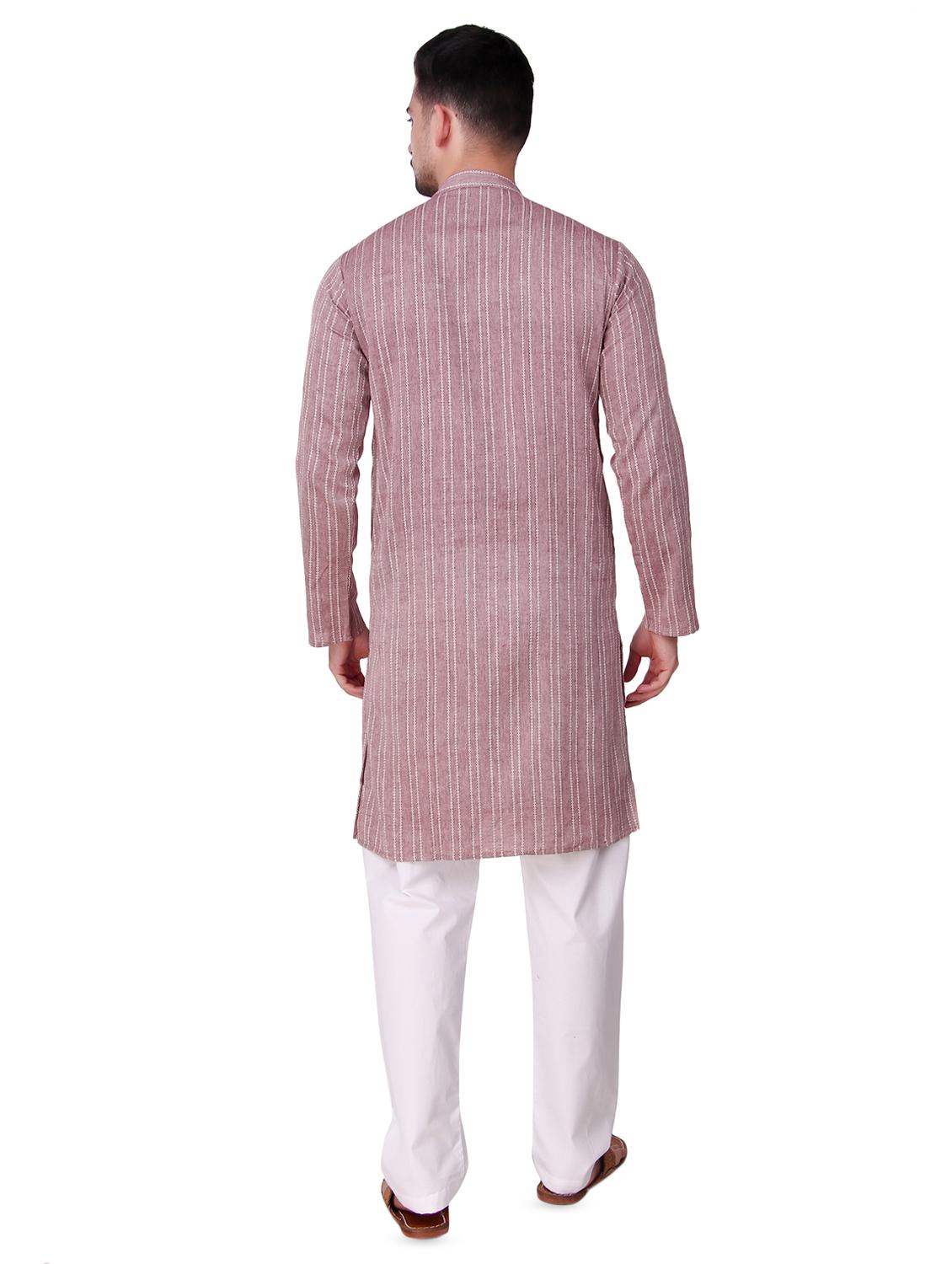 pink striped long kurta - 16575137 - Zoom Image - 3