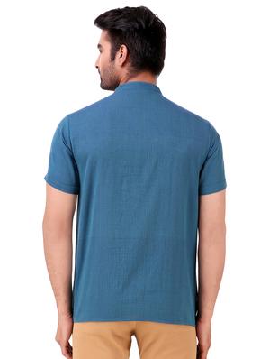 light blue solid short kurta - 16575155 - Standard Image - 3