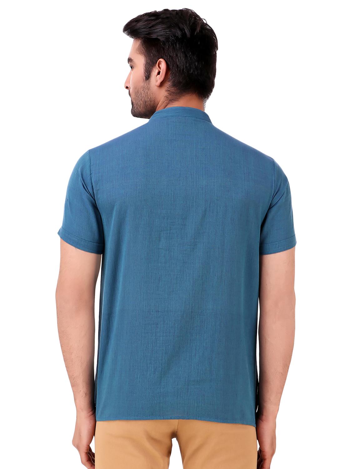 light blue solid short kurta - 16575155 - Zoom Image - 3