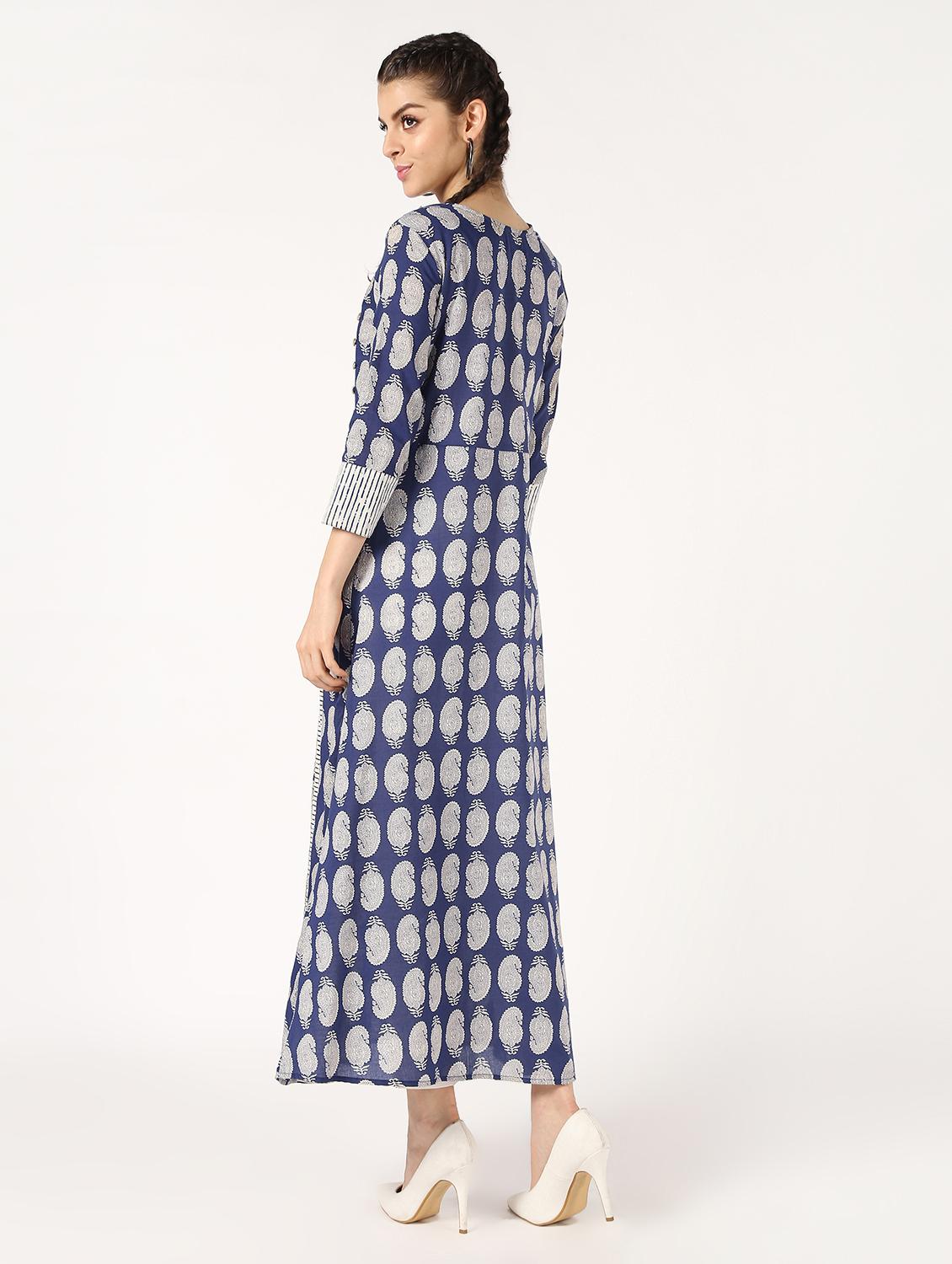 paisley print layered kurta - 16576520 - Zoom Image - 3
