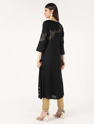 foil printed flared kurta - 16577414 - Standard Image - 3