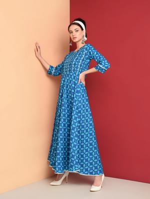 printed anarkali ethnic dress - 16577912 - Standard Image - 3