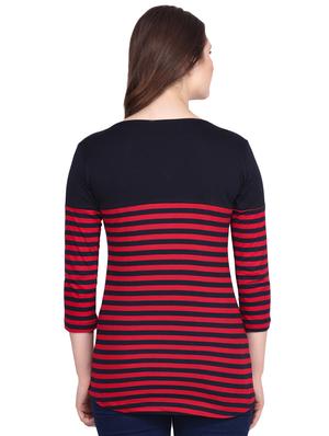 key hole neck striped tee - 16578285 - Standard Image - 3