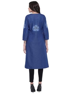 denim straight kurta - 16579558 - Standard Image - 3