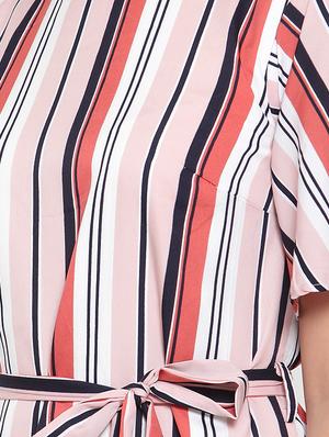 tie front striped a-line dress - 16579594 - Standard Image - 3