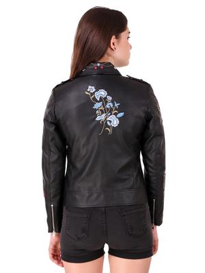 embroidered detail leatherette jacket - 16581117 - Standard Image - 3