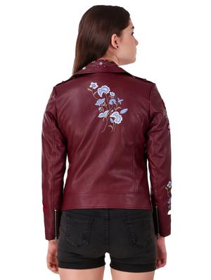 embroidered detail leatherette jacket - 16581118 - Standard Image - 3
