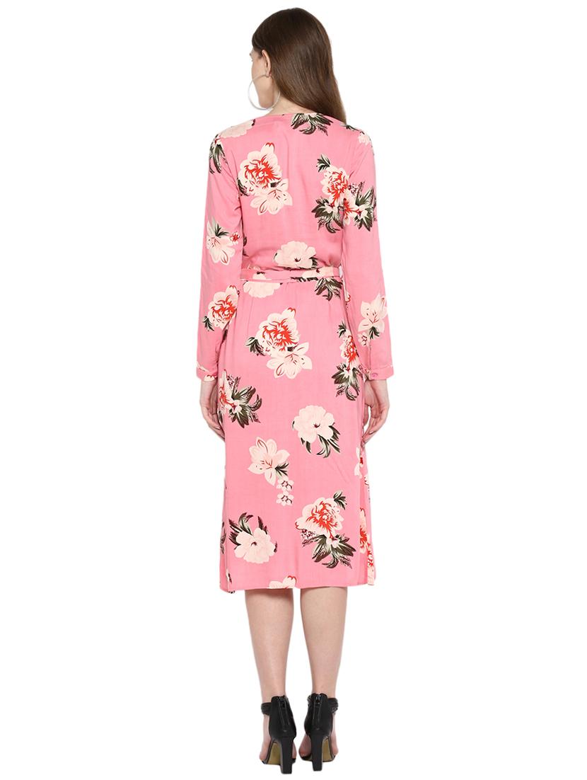 tie knot floral wrap dress - 16581342 - Zoom Image - 3