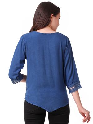 lace insert embroidered detail top - 16581527 - Standard Image - 3