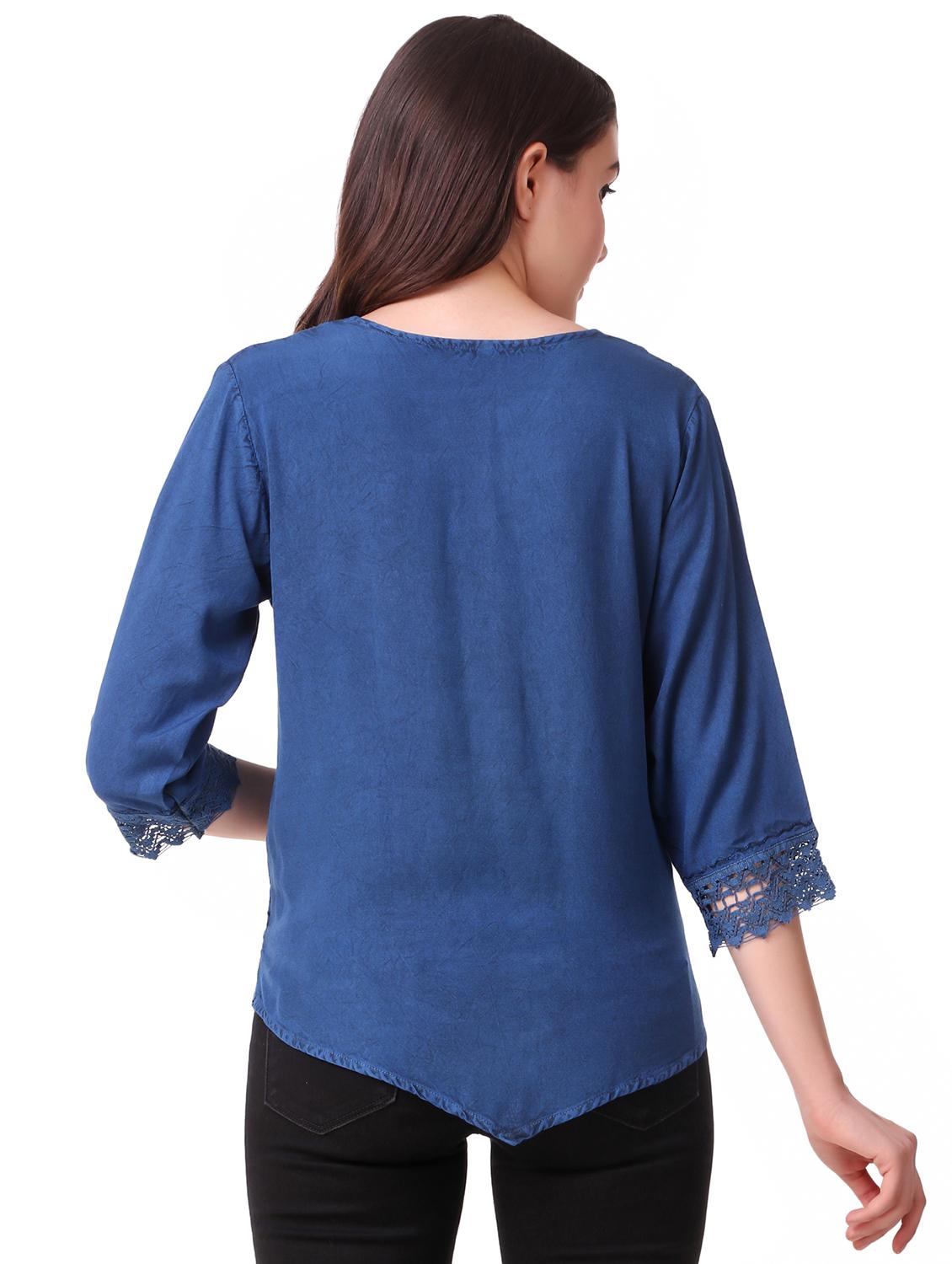 lace insert embroidered detail top - 16581527 - Zoom Image - 3