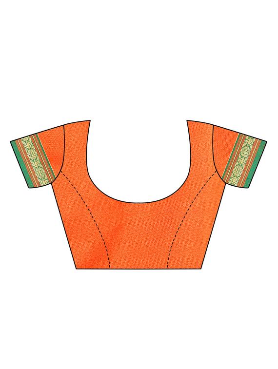 contrast bordered woven saree with blouse - 16582083 - Zoom Image - 3