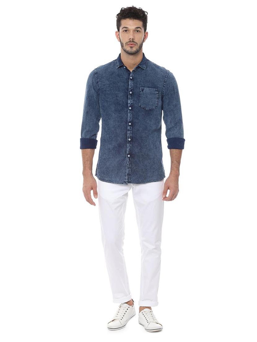 blue faded denim casual shirt - 16584327 - Zoom Image - 3