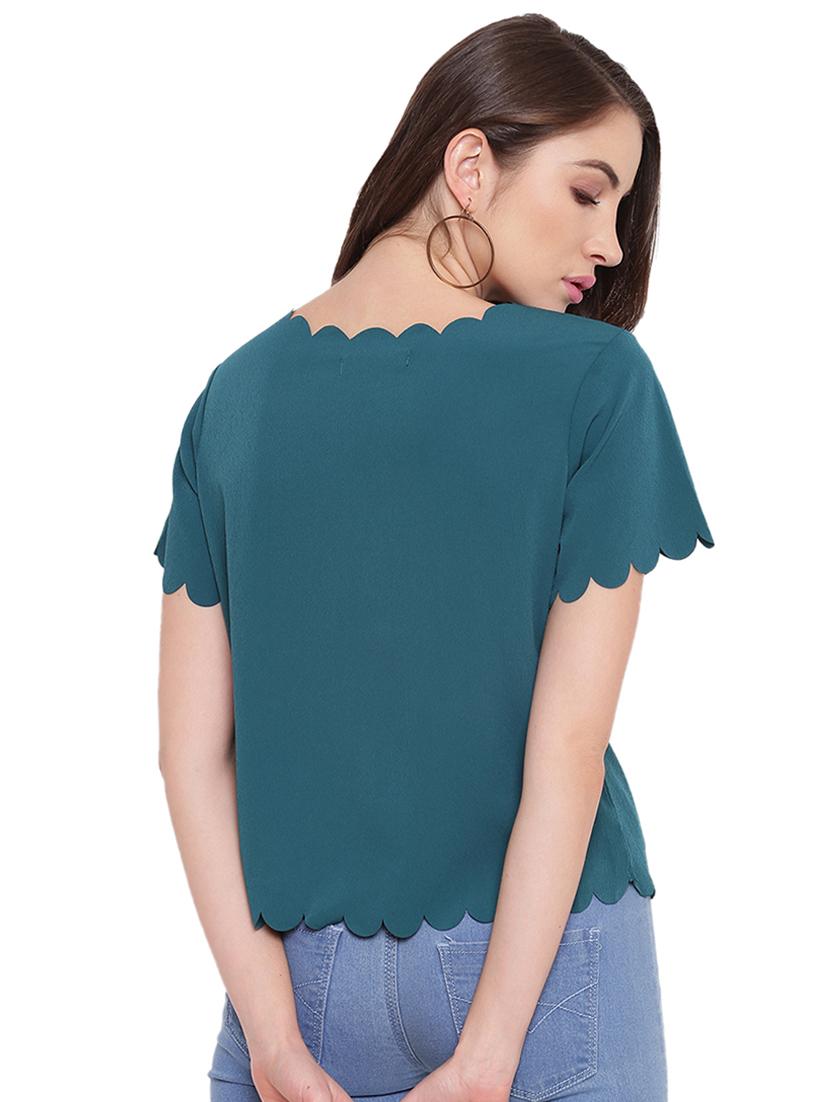 scallop hem solid top - 16584695 - Zoom Image - 3