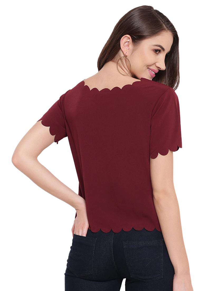 scallop hem solid top - 16584699 - Zoom Image - 3