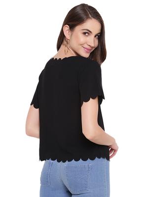 scallop hem solid top - 16584701 - Standard Image - 3