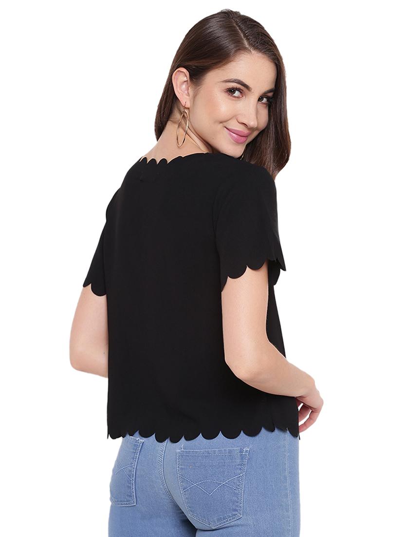 scallop hem solid top - 16584701 - Zoom Image - 3