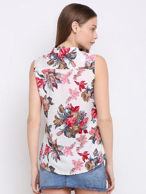mandarin neck floral shirt - 16584942 - Standard Image - 3