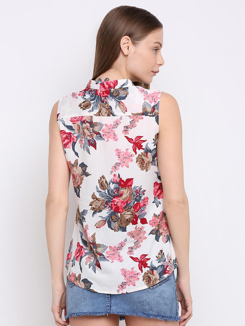 mandarin neck floral shirt - 16584942 - Zoom Image - 3