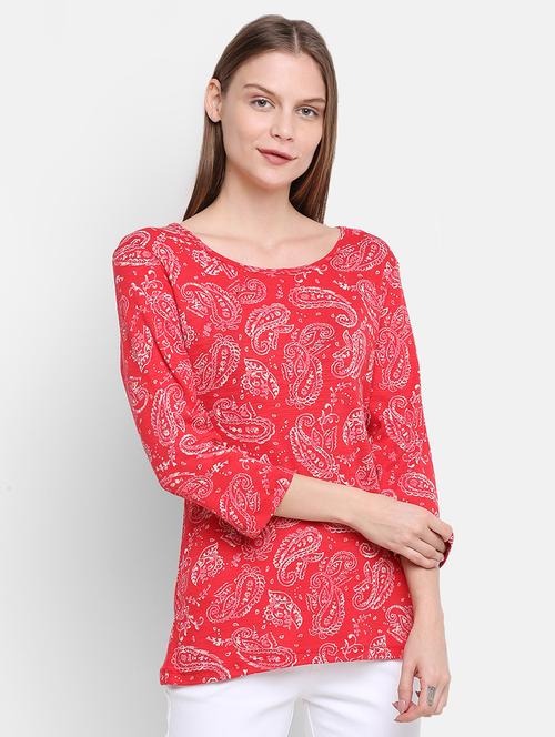 round neck paisley tee - 16584948 - Standard Image - 1