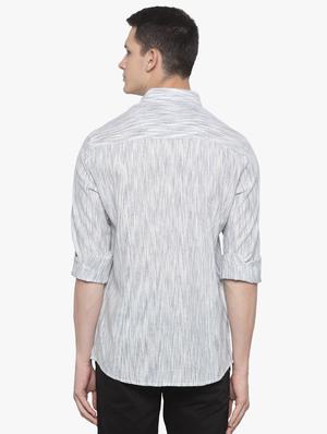 grey linen self design casual shirt - 16585390 - Standard Image - 3