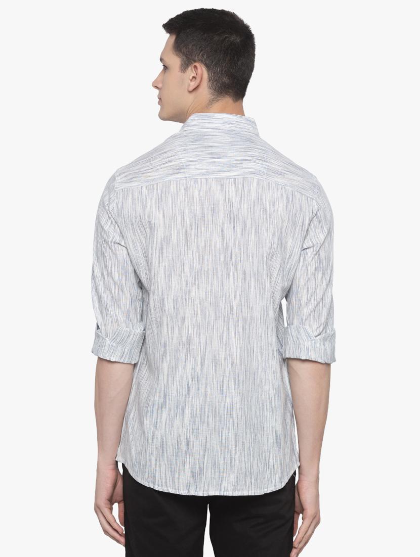 grey linen self design casual shirt - 16585390 - Zoom Image - 3