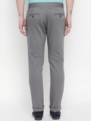 grey solid flat front casual trouser - 16585420 - Standard Image - 3