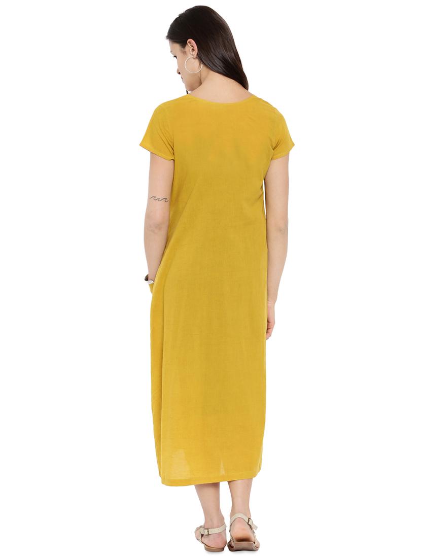 round neck gathered maxi dress - 16585479 - Zoom Image - 3