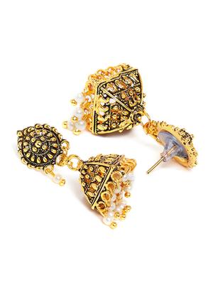 gold metal jhumka earring - 16585567 - Standard Image - 3