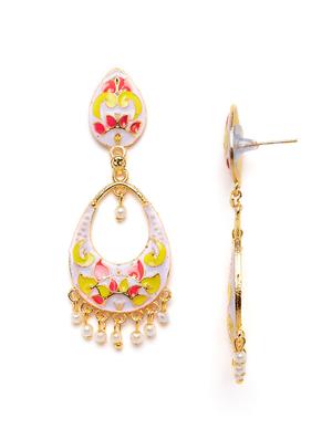 white metal drop earring - 16585587 - Standard Image - 3