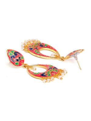 pink metal drop earring - 16585590 - Standard Image - 3