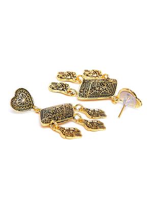gold metal drop earring - 16585593 - Standard Image - 3