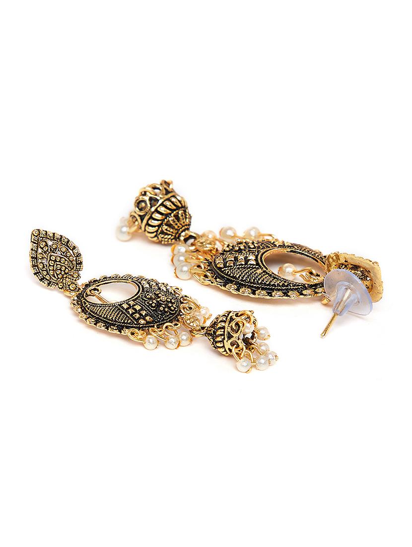 gold metal drop earring - 16585595 - Zoom Image - 3