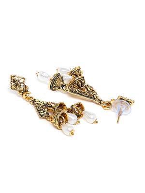 gold metal drop earring - 16585596 - Standard Image - 3